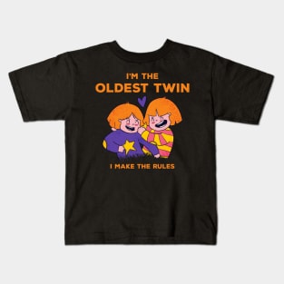 Twins Funny Matching Bday Outfit Sibling Oldest Twin Humor Kids T-Shirt